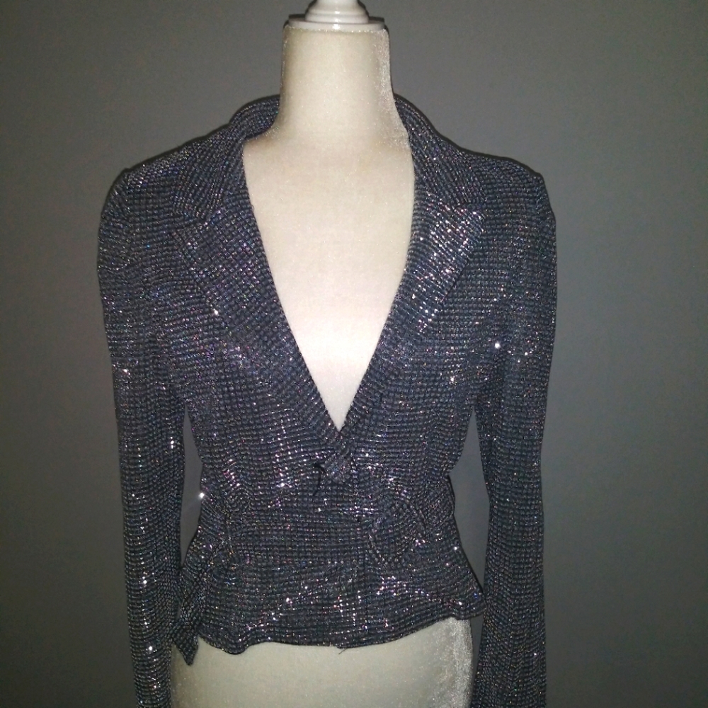 Sequin silver jacket with belt